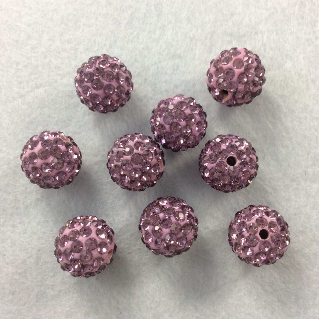 30pcs 12mm Purple Rhinestone Beads, Disco Balls Beads ,crystal Beads Etsy