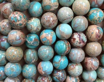 6mm 8 mm 10 mm Impression Jasper Beads, Aqua Terra Beads, Gemstone Beads ,Full Strand