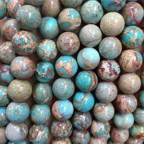 6mm 8 mm 10 mm Impression Jasper Beads, Aqua Terra Beads, Gemstone Beads ,Full Strand