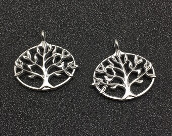 Bulk 50 Tree of Life Charms,Tree of Life Pendant,Double Sided Charm ,Silver Tone 27x27mm