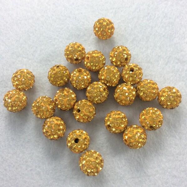 50 10mm or pavé strass perles, boules à facettes, perles en cristal