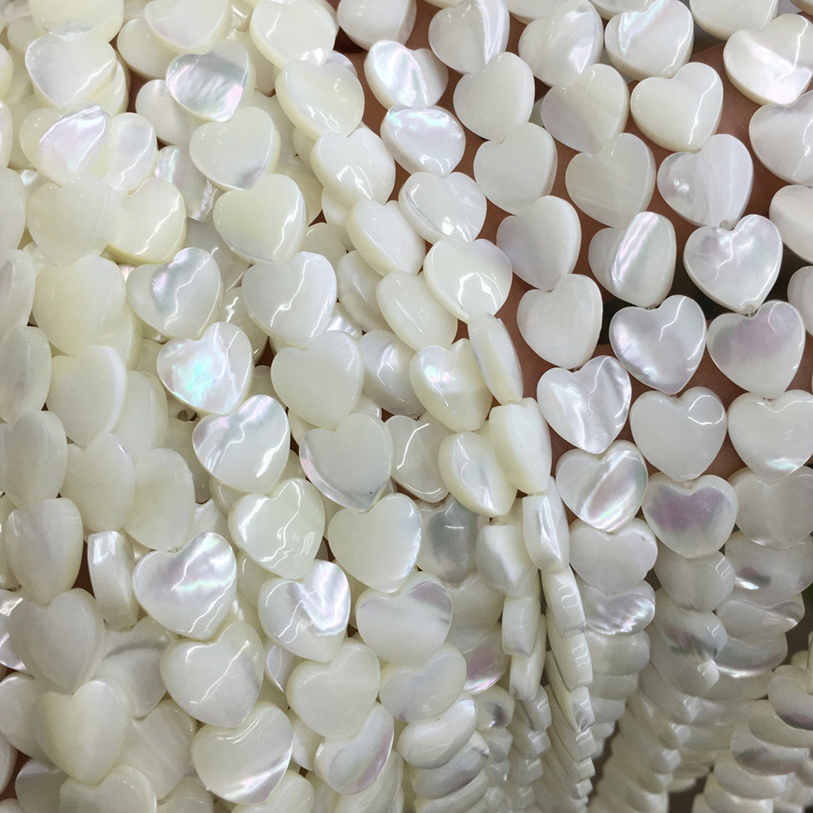 10mm 12mm Mother of Pearl Heart Beads Heart Beads White Etsy