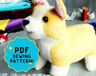 Corgi plush sewing pattern, corgi dog plush pattern, corgi stuffed animal, plushie plushy toy sewing pattern PDF