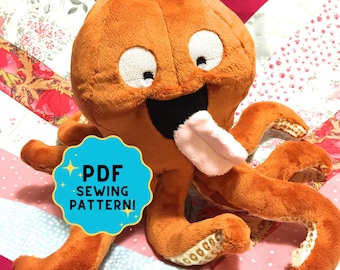 Kraken octopus squid plush pattern stuffed animal sewing PDF