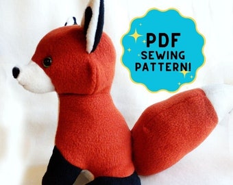PDF da cucire con animali di peluche con motivo peluche Red Fox