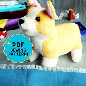 Patrón de costura para peluche de perro Corgi - Nivel intermedio - Patrón de peluche de cachorro en PDF