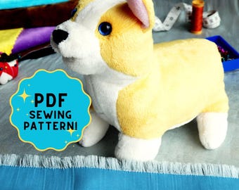 Corgi Dog Plushie Sewing Pattern - Intermediate Level Puppy Stuffed Animal PDF