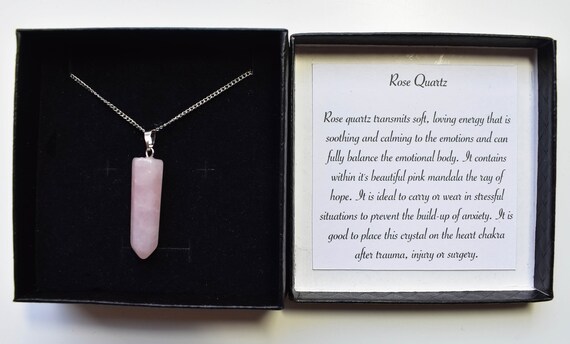 Rose quartz crystal necklace - Gift box included