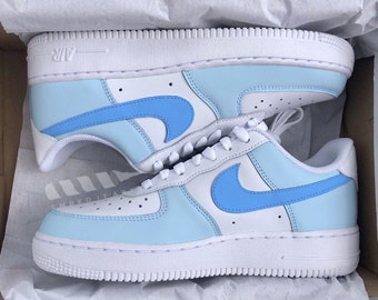 Baby Blue Customized Nike Air Force 1s - Can Be Customized - Hand Painted Custom Sneakers - Low Cut