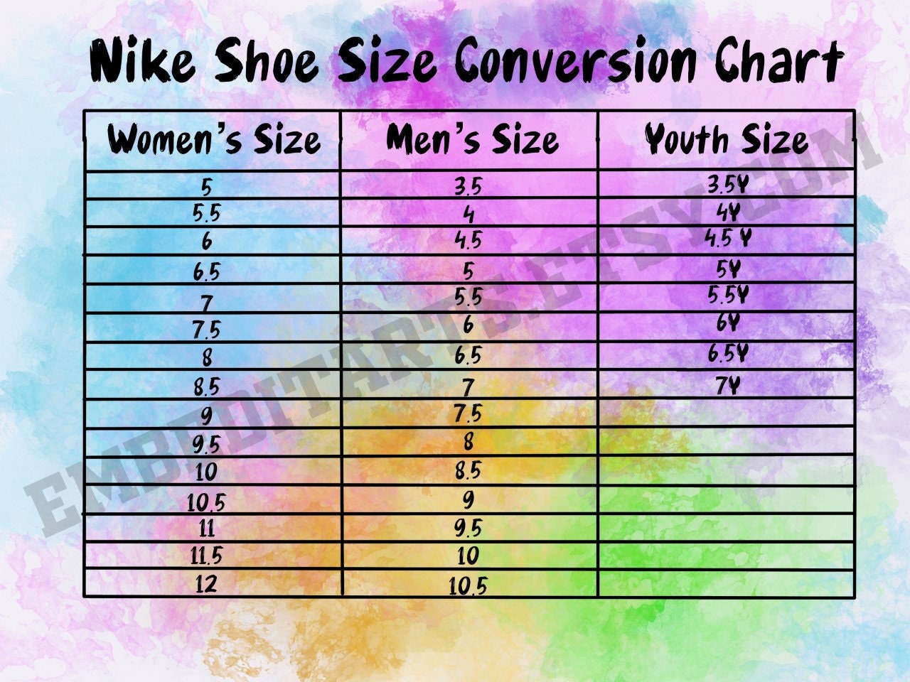 Chart Nike Shoes A Men's Size Is A Women's Size Chart