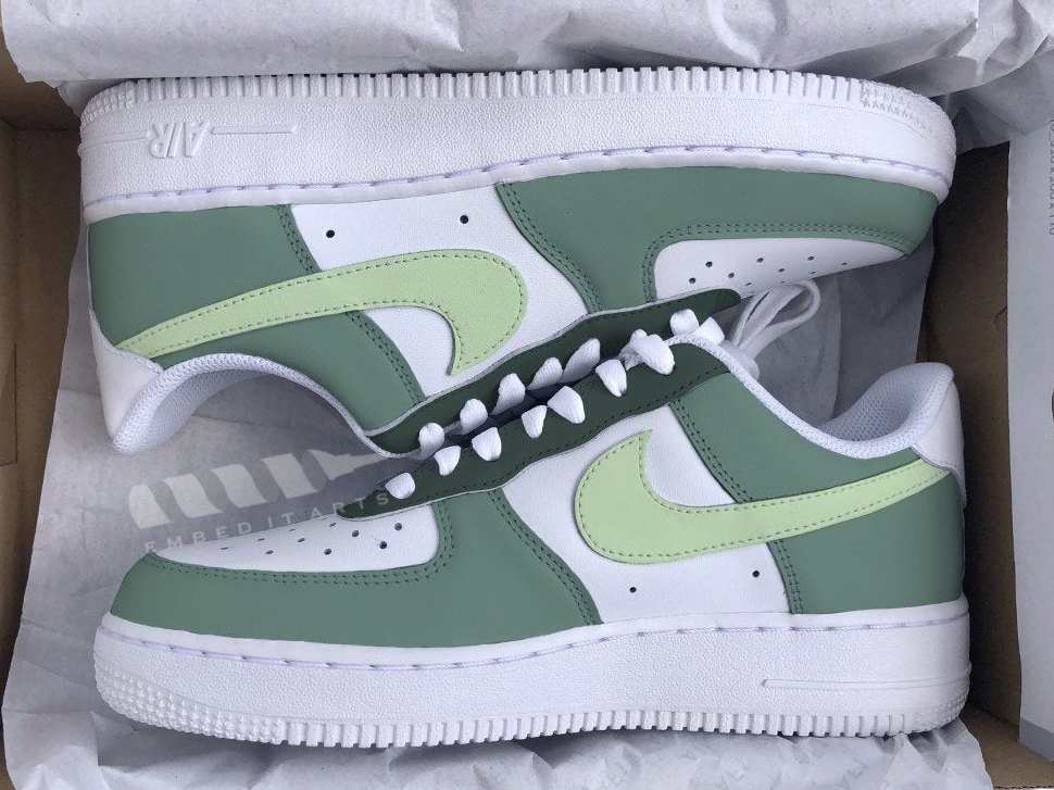 Sage Green Customized Nike Air Force 1s Can Be Customized | Etsy