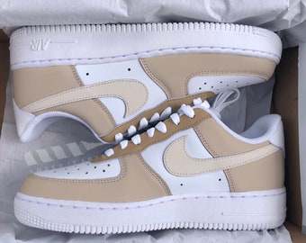 Brown Beige Customized Nike Air Force 1 - Can Be Customized - Hand Painted Custom Sneakers - Low Cut