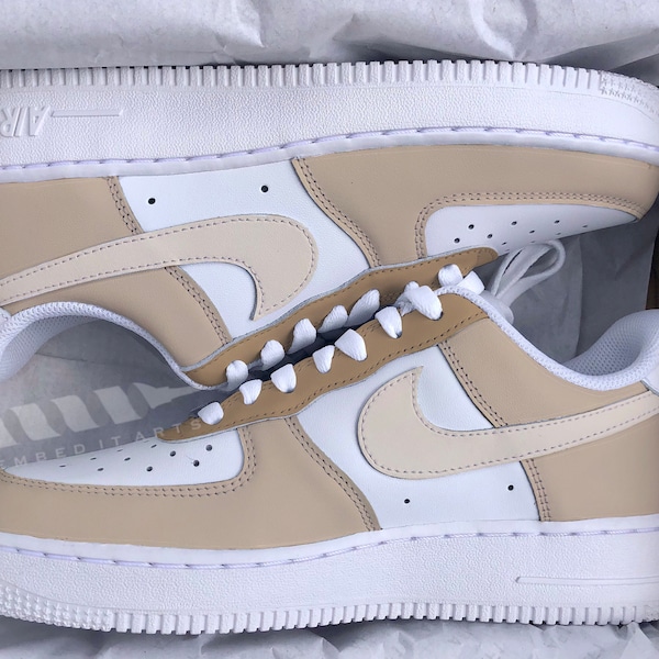 Brown Beige Customized Nike Air Force 1 - Can Be Customized - Hand Painted Custom Sneakers - Low Cut