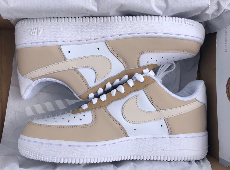 Brown Beige Customized Nike Air Force 1 - Can Be Customized - Hand Painted Custom Sneakers - Low Cut 