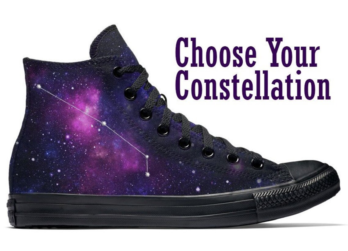 Zodiac Star Sign Constellation Converse Shoes with Galaxy Etsy
