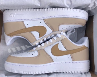 Brown Beige Customized Nike Air Force 1s - Can Be Customized - Hand Painted Custom Sneakers - Low Cut