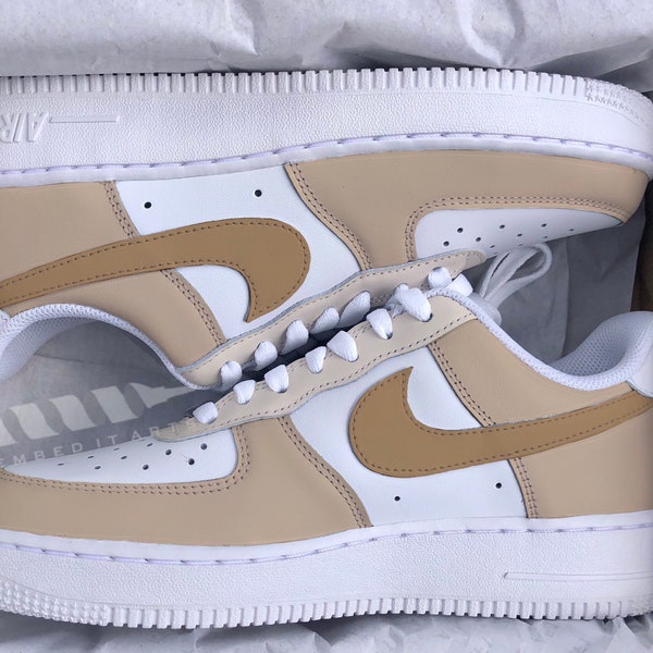 Brown Beige Customized Nike Air Force 1s - Can Be Customized - Hand Painted Custom Sneakers - Low Cut