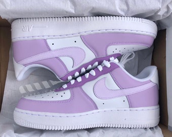 Purple Lilac Customized Nike Air Force 1s - Can Be Customized - Hand Painted Custom Sneakers - Low Cut