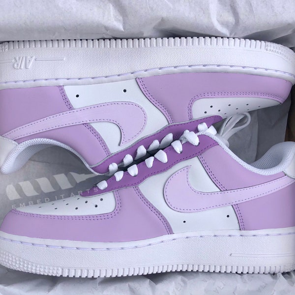 Purple Lilac Customized Nike Air Force 1s - Can Be Customized - Hand Painted Custom Sneakers - Low Cut