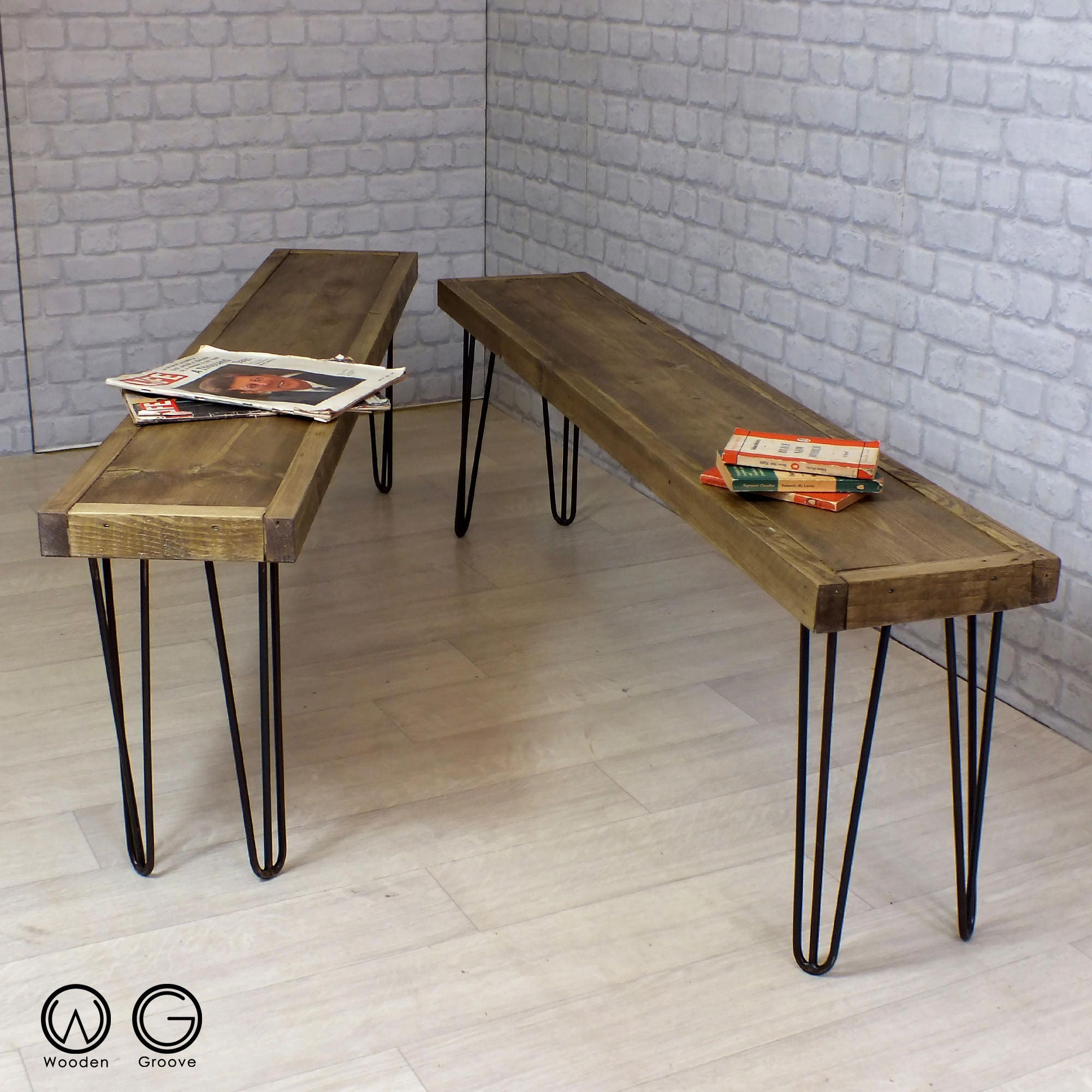 Hairpin legs vintage industrial reclaimed rustic timber mid Etsy