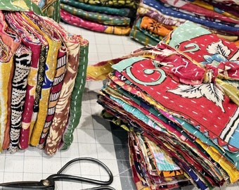 50 Vintage Sari Fabric Squares: Indian Cotton Quilt Scraps, 6.5&quot; Charm Pack