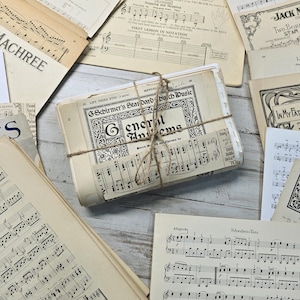 50 vintage muziekpapieren - ONBESNEDEN muziekbladen - Ephemera collage junk journal mixed media scrapbooking partij aanbod home decor kunst aan de muur