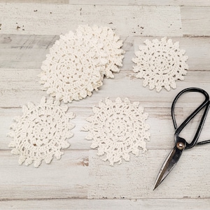 Vintage Handmade Crochet Doilies - Cream, 3 Inch - Set of 10
