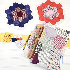 Grandes paquetes de retazos de colchas vintage, patchwork hecho a mano, colcha de corte, kit de puntada lenta, material para diario basura, estilo rústico, bloque de colcha 17