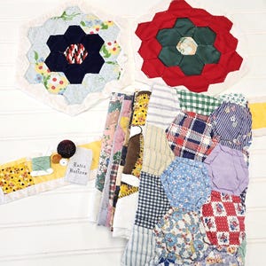Grandes paquetes de retazos de colchas vintage, patchwork hecho a mano, colcha de corte, kit de puntada lenta, material para diario basura, estilo rústico, bloque de colcha 23