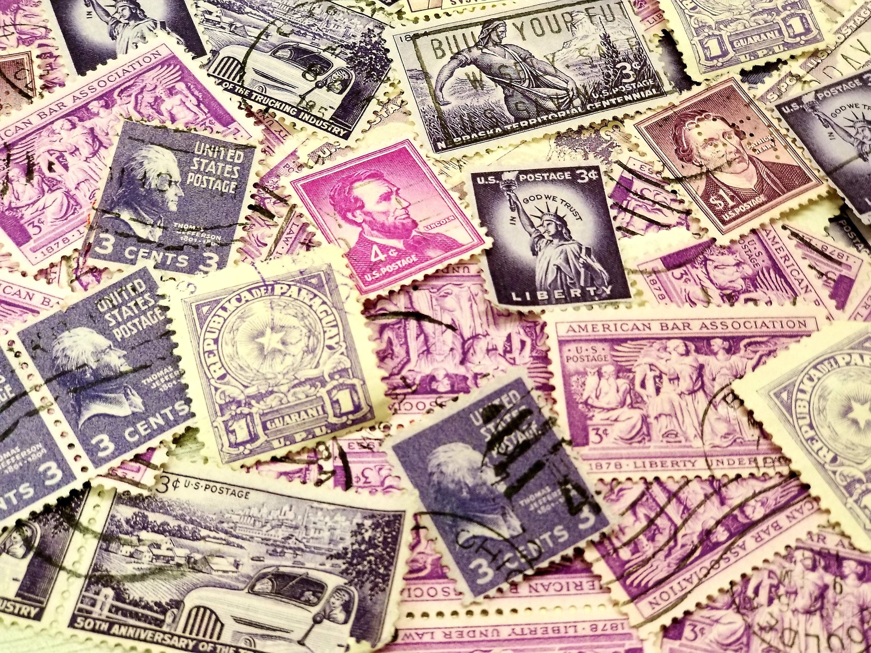 50 Vintage PURPLE Mix Postage Stamps-vintage & Modern Mixed Lot ...