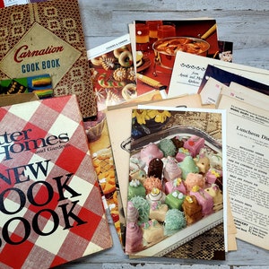 50+ Pack COOK BOOK Ephemera 1940's-1970's Recipe Page pack-Junk Journal Supply-card making/scrapbooking/Crafty supply