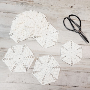 10 Vintage Dollies -  3.5" Crochet Doilies pack -  3.5" Dollie lot - slow stitch - junk journal - What you see you will be getting. Lot #203