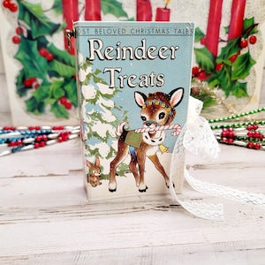 DAILY DEAL(Reindeer Treats)Story book Christmas Junk journal kit/Christmas kit/Book Ornament kit/DIY Christmas kit/what you see you will get