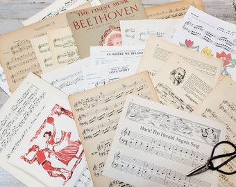 50 + Vintage Sheet Music for Altered Art Journaling Scrapbooking Collage.