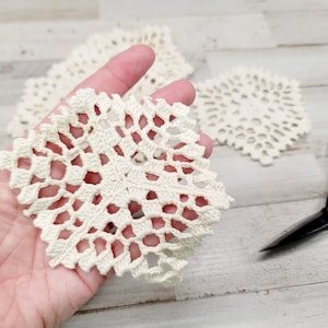 10 Vintage Dollies - 4 .5" Crochet Doilies pack -  4.5" Dollie lot - slow stitch - junk journal - What you see you will be getting. Lot #5