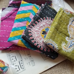 4 Kantha Junk Journal cover Fabric- Bohemian Junk Journal covers- Junk Journal covers--INDIAN KANTHA fabric-Junk journals- Craft Fabric