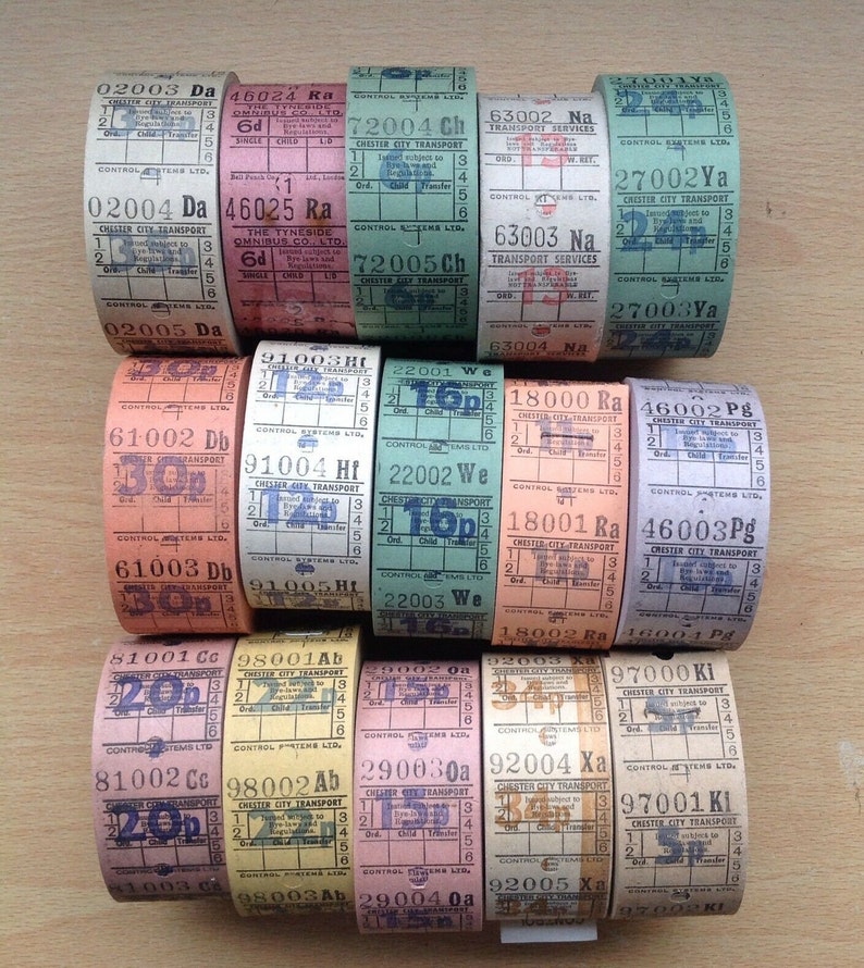 30 vintage british bus tickets set of 30 vintage etsy