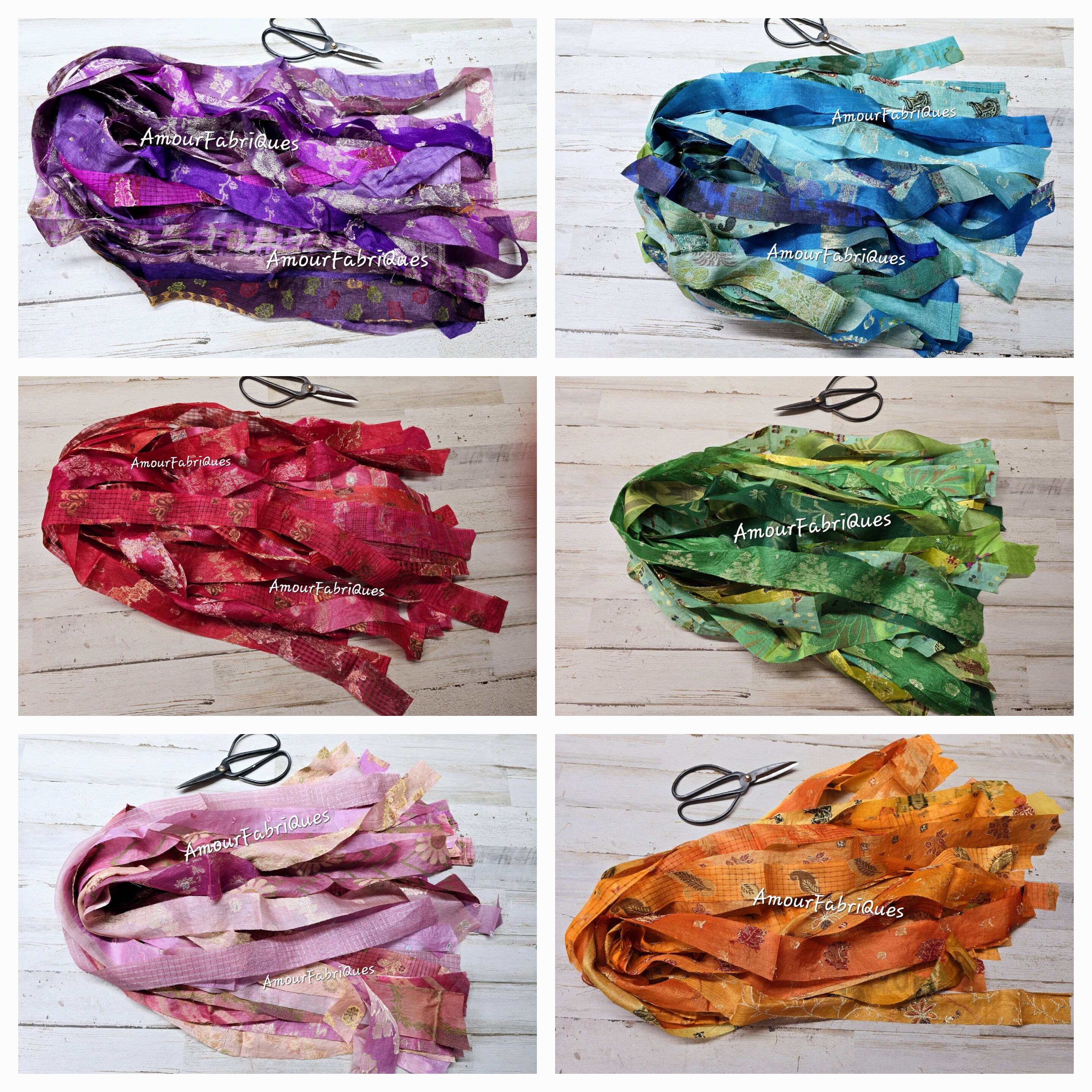 Sari Ribbon Thread 20 Yards Sari Silk Ribbon Strips: Boho Art Yarn, Weaving Supplies - Etsy
