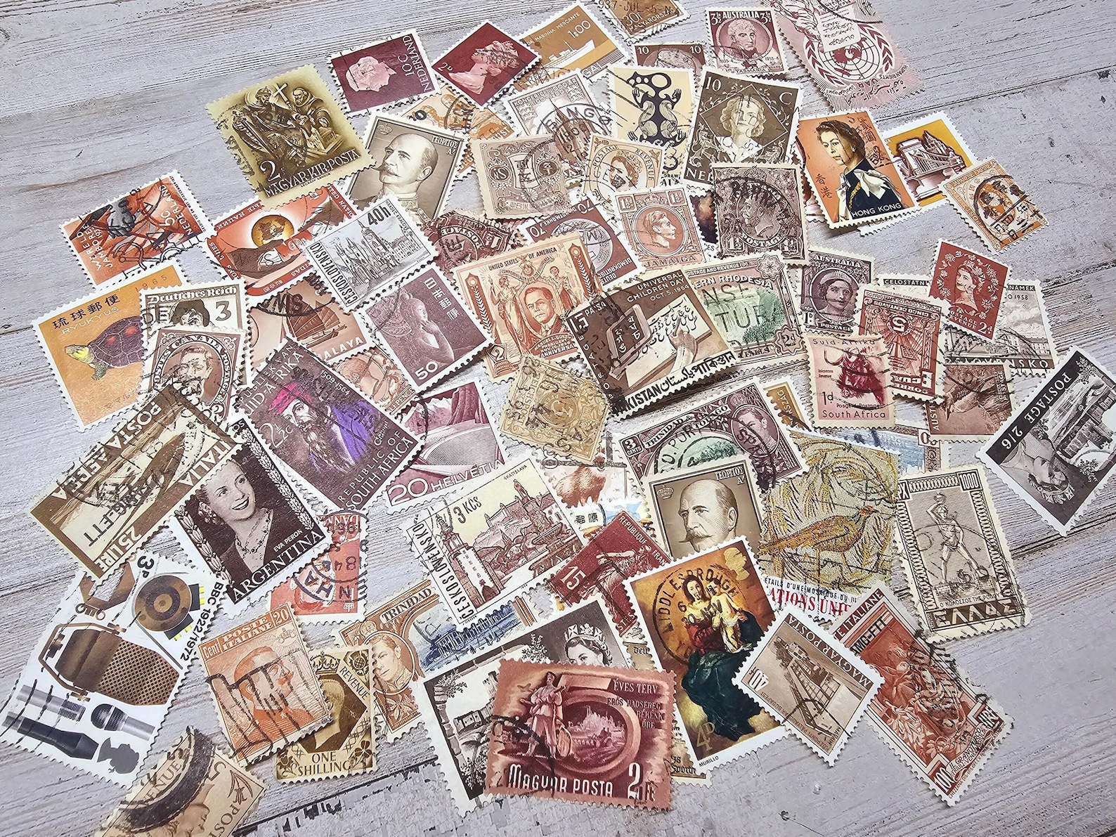 50 Vintage BROWN Mix Postage Stamps-vintage & Modern Mixed Lot american ...