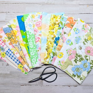 13 Vintage Sheet FABRIC (14.5" X 10.5") Floral Fabrics /Junk journal supply /Vintage sheets bundle/ sheet scraps/ What you see you get!