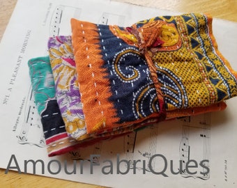 ON SALE -Vintage Hand stitched Junk Journal covers- Junk Journal  covers India Kantha quilt Fabric-Boho fabric--Choose your pack size!