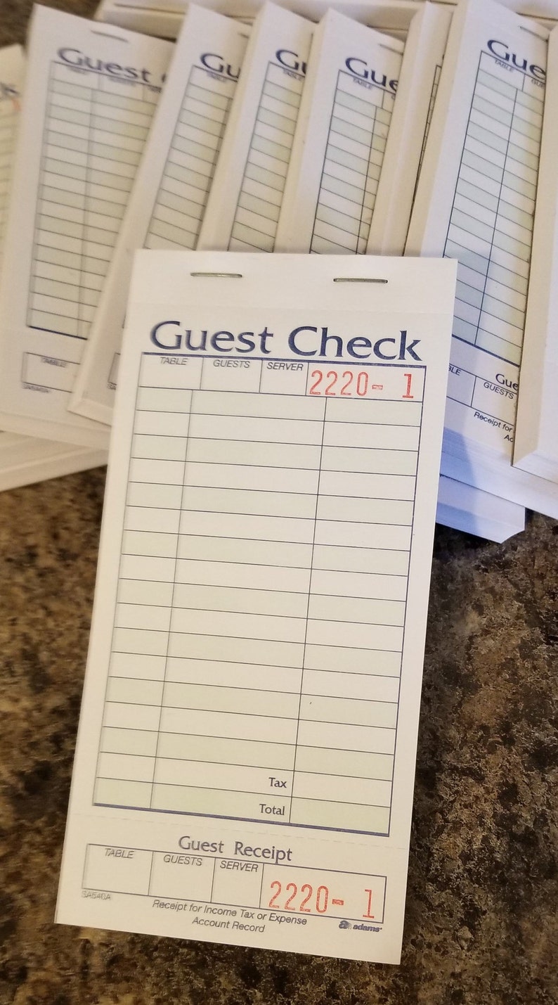 50 piece GREEN Guest Checks Guest Checks restaurant check Etsy