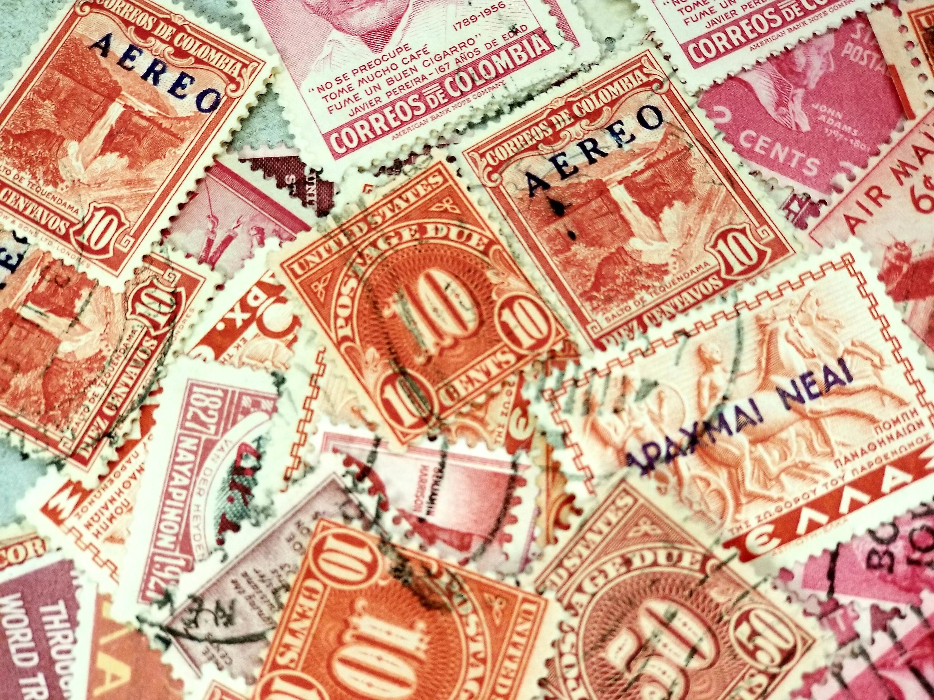 50 Vintage RED Mix Postage Stamps-vintage & Modern Mixed Lot -american ...
