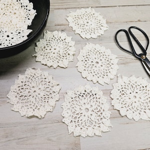 Vintage Crochet Doilies: Cream 4&quot; Craft Lot (10 Pieces)