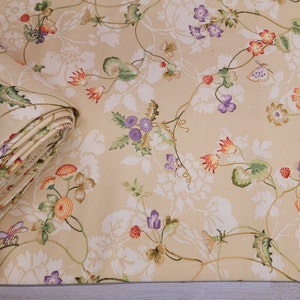 Vintage YELLOW FLORAL 58&quot; wide-Upholstery Fabric -Pillow fabric,Drape fabric-Sold by the 1/2 yard