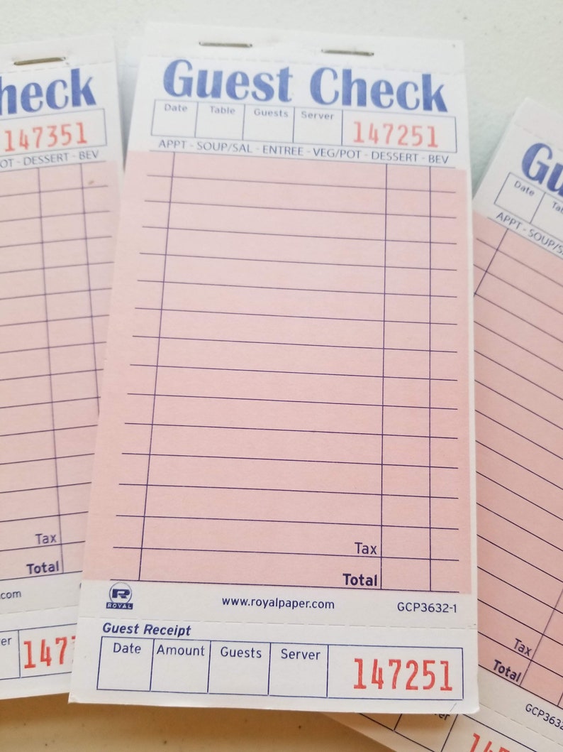 50 PINK Guest checksEphemera restaurant check books guest