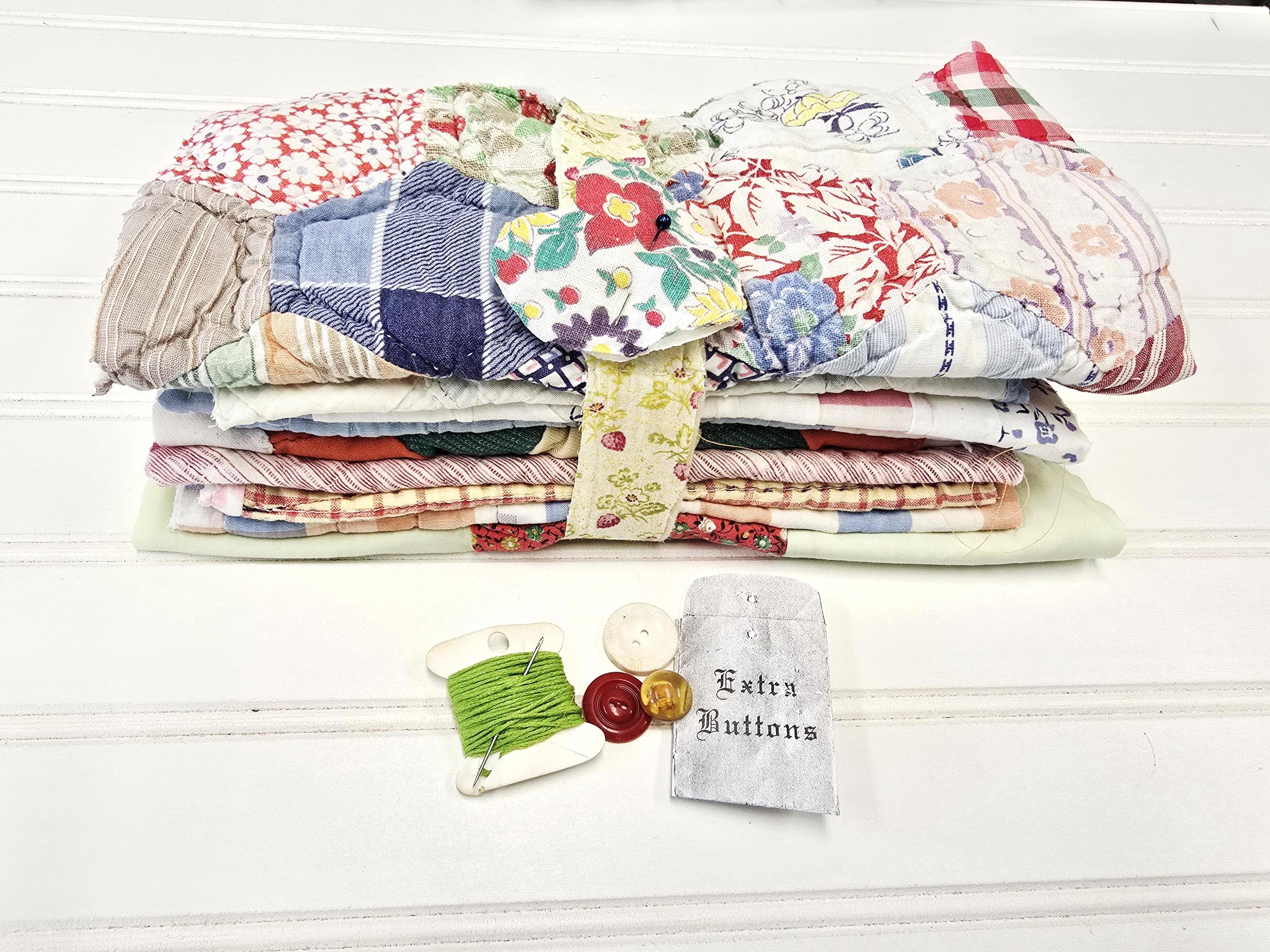 Vintage Quilt Scrap Bundle: Patchwork Slow Stitch Kit - Cottage Chic