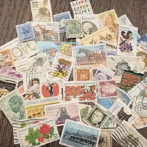 50 francobolli postali VINTAGE-Lotto misto vintage e moderno-Francobollo americano-Prenotazione rottami-Carta artistica-Ephemera-Smash Journal-Viaggi