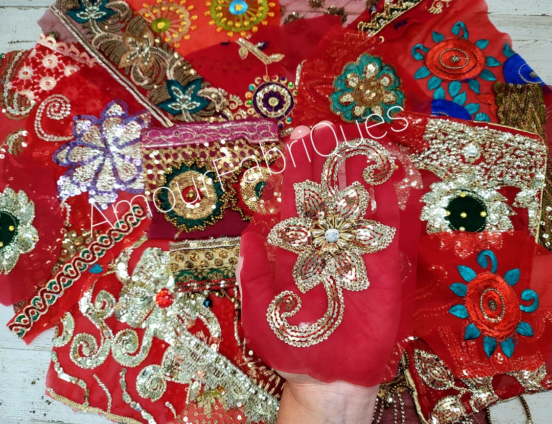 GROTE 25 Pack RODE Vintage Sari Stalen/boho stoffen-stoffen uit