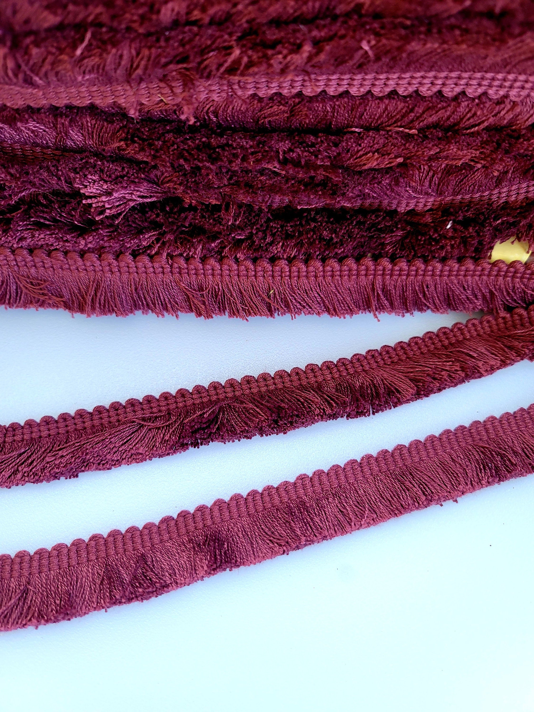 Vintage Open Weave Maroon Gold Trim 1 3/8 Inch Wide X 3.5 Yards Sewing  Notions